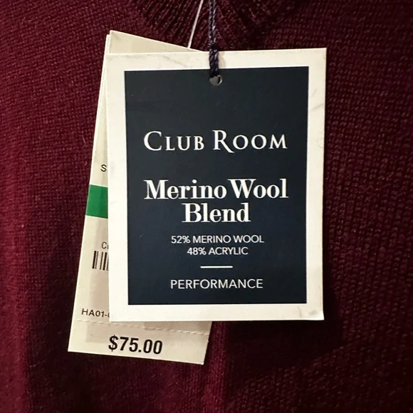 Club Room Men's V-Neck Sweater - Wine - Picture 2 of 2